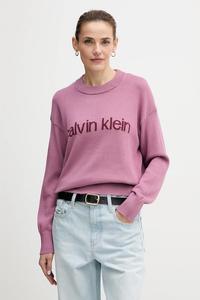 Хлопковый свитер Calvin Klein Jeans, розовый