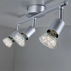 B.K.Licht Светодиодные потолочные точечные светильники, 3 лампы, лампа GU10 | Лампы можно заменить, светодиодный потолочный светильник, в том числе 3 x 3 Вт GU10 250 люмен 3000 К, потолочный точечный светильник, цвет titansilberfarben