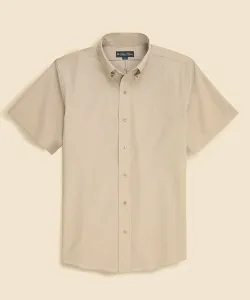 Поло из полиэстера с логотипом GF, воротником на пуговицах, коротким рукавом, в традиционном стиле Brooks Brothers, цвет Beige