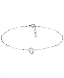 Браслет на лодыжку с инициалами из стерлингового серебра, украшенный кубическим цирконием, созданный для Macy's. Giani Bernini, c