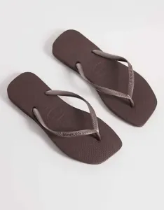 Коричневые узкие шлепанцы с квадратным носком Havaianas