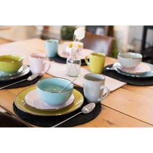 Сервировочный набор Kombiservice МЕТАЛЛИЧЕСКИЙ КАНТ, посуда, каменная керамика Mäser, Rosa / Grün / Grau / Blau