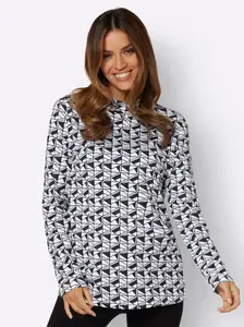 Рубашка с воротником стойкой Inspirations "Shirt" Inspirationen, черно-белый