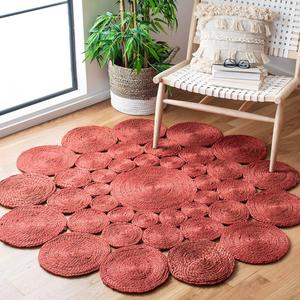 SAFAVIEH Natural Fiber Round Collection круглый ковер 153 x 153 см Rust NF363P ручной работы в стиле бохо-шарм фермерский джутовый напольный ковер