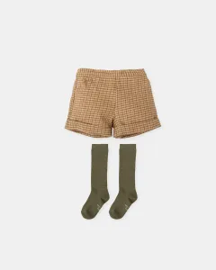 Детский комплект шорты в клетку цвета корицы с носками Tutto Piccolo
