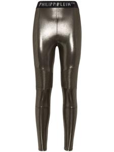 Philipp Plein легинсы с логотипом, золотистый