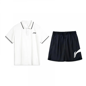 Li-Ning Casual Sportswear Unisex, clothing sets (standard белый polo shirt+черный shorts)
