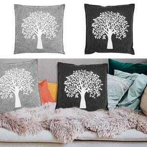 Комплект из 2 подушек с принтом "Древо жизни" светло-темно-серый фетр квадратный 38х38см диванная подушка декоративная подушка Cepewa
