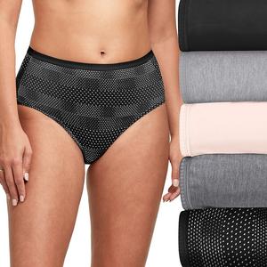 Женские трусы Hanes Ultimate из 6 комплектов дышащего хлопкового нижнего белья, разные принты 40H6CC, цвет Black Grey