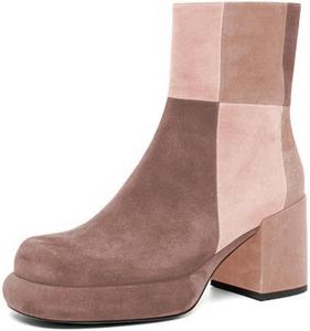 Женские ботильоны Pazzion на платформе с закрытым носком, молниями сбоку, средним блочным каблуком, короткие ботинки с лоскутным дизайном, для офиса и работы, размеры 4-16 US, Pink Multi