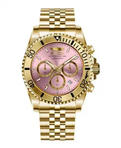 Мужские кварцевые часы-хронограф Pro Diver 49836 с розовым циферблатом Invicta, gold
