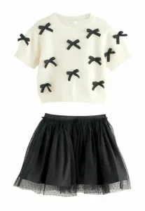 Юбка прямого кроя с бантом, силуэт а-силуэт Next, Black Ecru