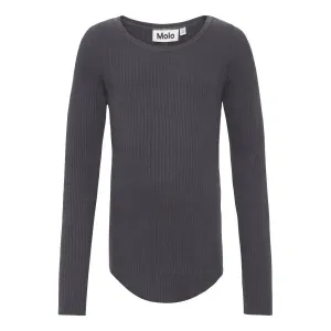 Детская футболка с длинными рукавами Rochelle в рубчик, цвет «космический серый» Molo