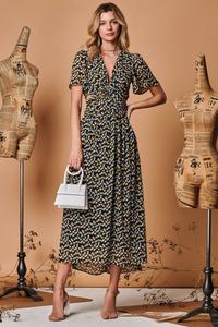 Шифоновое платье макси с глубоким вырезом и каплевидным вырезом Jolie Moi, черный