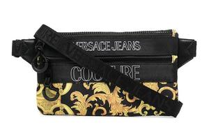 VERSACE JEANS COUTURE Полиэстеровый поясной рюкзак унисекс черный с золотым