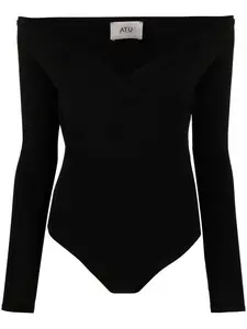Боди с V-образным вырезом и открытыми плечами Atu Body Couture, черный