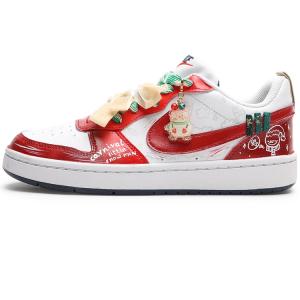 Nike Детские скейтбордистские кроссовки Court Borough Fluffy Snowball Low top, красно-зеленая расцветка, унисекс