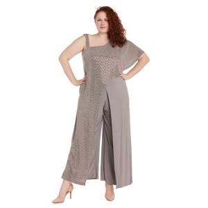 Комбинезон из джерси с металлическим эффектом на одно плечо больших размеров R&M Richards, цвет mocha