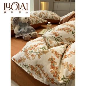 LUOLAI HOME Комплект постельного белья 4 предмета, размер 200 см, простыня, цвет YAG-Moire Garden