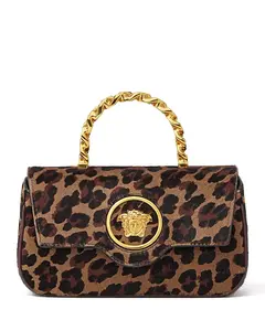 Миниатюрная сумка из телячьей шерсти "Медуза" Versace, коричневый