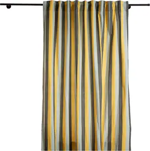Полосатая штора, зеленая, серая, синяя, сборчатая петля, 245x130 см (ВxШ)