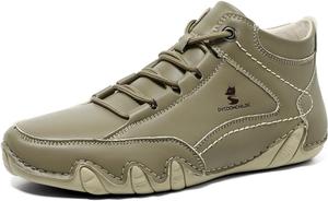 Мужские кожаные ботинки Qacksv до середины икры. Классические повседневные ботинки, удобные ботинки до щиколотки с противоскользящей подошвой, прочные стильные ботильоны для улицы, хаки