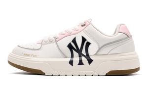MLB Противоскользящие устойчивые к износу низкие скейтерские кроссовки unisex белые розовые