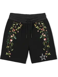Шорты с цветочным принтом BURBERRY KIDS, черный