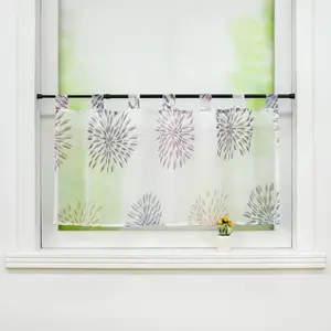 Штора кафе на петлях, короткая штора с круговым мотивом, фиолетовая, ШxВ 60 x 140 см Joyswahl