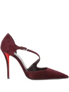 Туфли-лодочки на каблуке из замши с перекрестными ремешками Christian Louboutin, красный