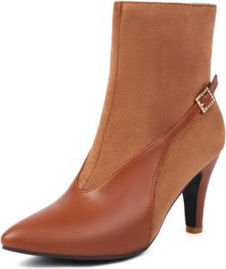 Женские ботильоны на высоком каблуке Alyaafifa с заостренным носком, на шпильке, с молнией, из элегантной замши, короткие ботинки для осени и зимы, нарядная обувь, Back Strap - Brown