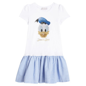 Хлопковое платье с декором Donald Duck Monnalisa, мультиколор