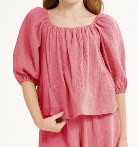 Топ для девочки с рукавами-фонариками в цвете Blush Good Girl, красный