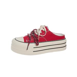 Boldi Kuki Женские противоскользящие тапочки с закрытым носком на резиновой подошве красные, цвет Red