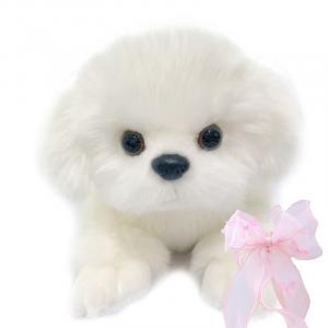 Игрушка имитация собаки породы мальтезе плюшевая кукла высота 18см длина 40см CU MATE C