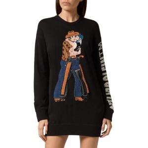 PHILIPP PLEIN Длинное платье с рукавами женское черное