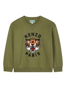 Kenzo Kids толстовка с вышивкой, зеленый
