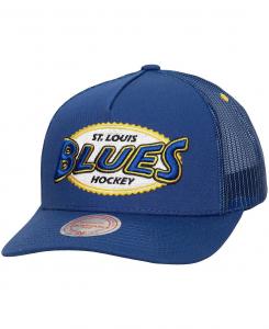 Мужская синяя кепка St. Louis Blues Team Seal Trucker Snapback Mitchell & Ness