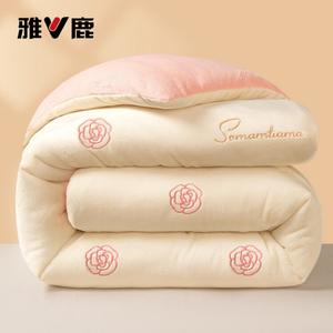 Yalu Пуховое одеяло 150х200 см, вес 3,5 кг, молочный бархат, утепленное, цвета камелия - молочный коктейль и вишневый розовый