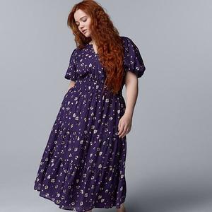 Платье макси Plus size Simply Vera Vera Wang, Purple Pink Floral