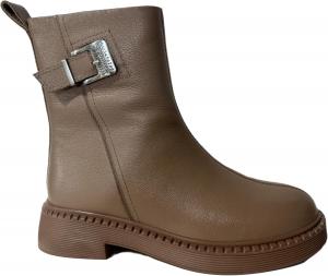 Классические женские ботильоны, кожа, платформенные в стиле милитари с декоративной пряжкой, массивная подошва Generic, Apricot