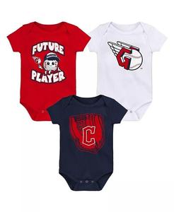 Комплект из трех боди для новорожденных и младенцев, мальчиков и девочек, красного, синего и белого цвета, игрок младшей лиги Cleveland Guardians Outerstuff