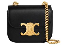 Сумка через плечо Triomphe Shiny из кожи коровы женская черная CELINE