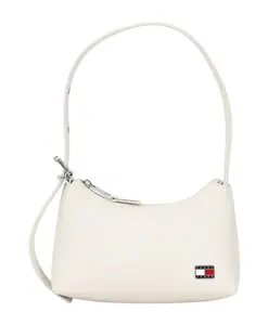 Кремовая сумка через плечо с элегантной логотипной пластиной. Tommy Jeans, бежевый