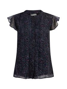 DreiMaster Женская блузка-рубашка с рукавами-воланами, с черным цветочным принтом