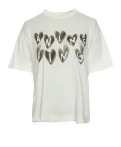 Футболка с принтом «сердечки» свободного кроя Anine Bing, белый