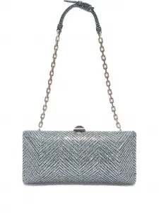 Клатч с розовым декором Ermanno Scervino, серебряный