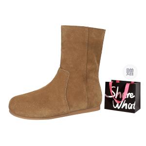 BIGTREE Женские полусапожки абрикос/карамель/хаки/кофе/чёрный - карамель + сумка для покупок, цвет Caramel+Shopping Bag