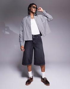 Джинсовые шорты ASOS DESIGN удлиненной длины черного цвета