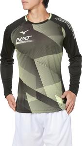 Волейбольная форма Mizuno V2MAA510, тренировочная толстовка N-XT, с длинным рукавом, стандартный крой, черный/зеленый